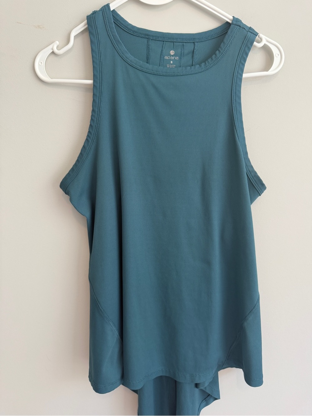 Apana Teal Ribbed High-Neck Tank